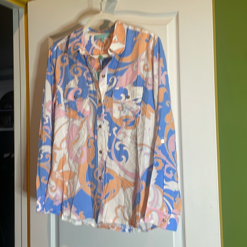 Melissa Obabash NWT button down blouse size medium P2P 19🩵💗